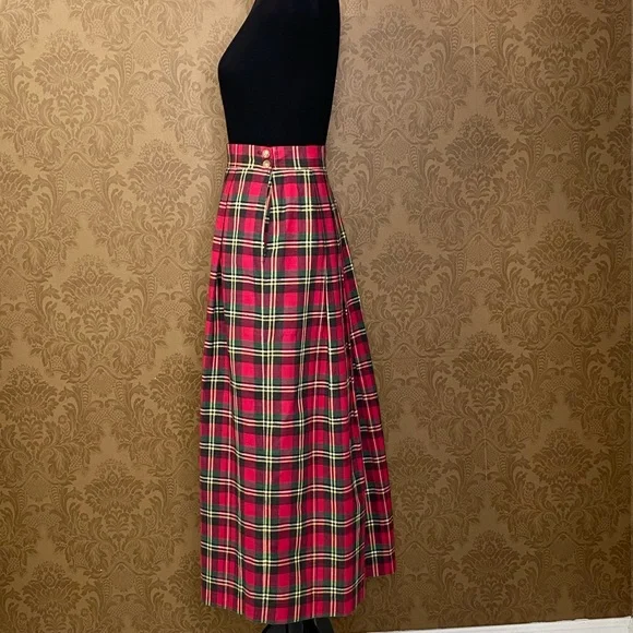 Vintage 70s 80s Plaid Highwaisted MIDI Skirt - Picture 5 of 9
